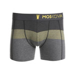 Cotton Dual Stripe Boxer Briefs // Grey + Yellow (S)
