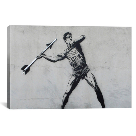Banksy Javelin Thrower // Banksy (26"W x 18"H x 0.75"D)
