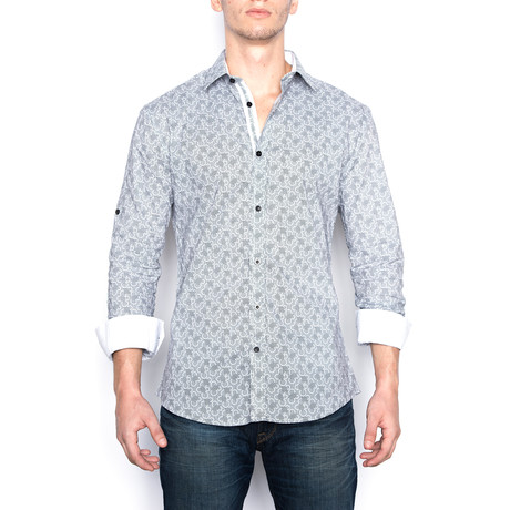 Disconnected Bubble Print Button-Up Shirt // White (S)