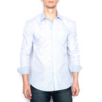 Bouquet Print Button-Up Shirt // Blue (2XL)