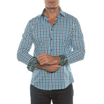 Checkered Button-Up Shirt // Blue (L)