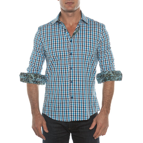 Checkered Button-Up Shirt // Blue (S)