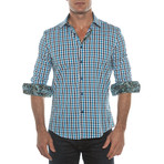 Checkered Button-Up Shirt // Blue (L)