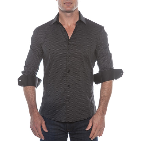 Dot Pattern Button-Up Shirt // Black (S)