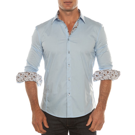 Paisley Cuff Button-Up Shirt // Blue (S)