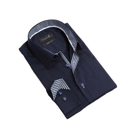 Circle Cuff Button-Up Shirt // Navy (S)
