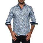 Floral Button-Up Shirt // Blue + Yellow (XL)