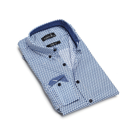 Cross-Hatch Button-Up Shirt // Blue (S)