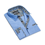 Floral Button-Up Shirt // Blue (L)