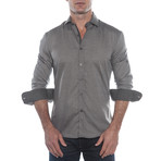 Polka Dot Print Button-Up Shirt // Grey (M)