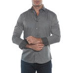 Polka Dot Print Button-Up Shirt // Grey (S)