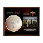 Framed Autographed Drumhead Collage // Bon Jovi