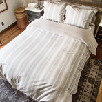 Bold Stripe Linen / Cotton Comforter // Beige (Twin / Twin Extra Long)