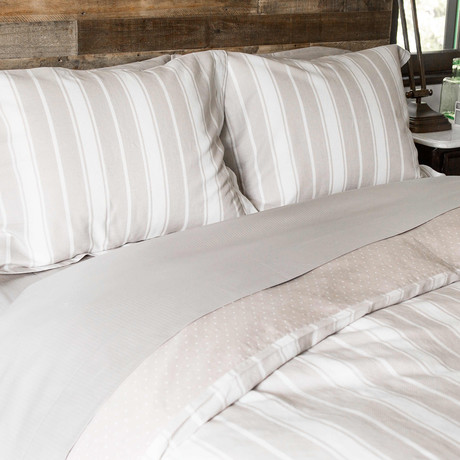 Bold Stripe Linen / Cotton Comforter // Beige (Twin / Twin Extra Long)