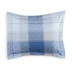 Madras Plaid Cotton Percale Duvet Cover // Blue + Charcoal (Full / Queen)