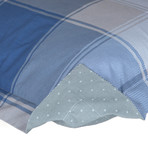 Madras Plaid Cotton Percale Duvet Cover // Blue + Charcoal (Full / Queen)