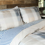 Madras Plaid Cotton Percale Duvet Cover // Tan + Charcoal (Full / Queen)