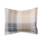 Madras Plaid Cotton Percale Duvet Cover // Tan + Charcoal (Full / Queen)