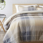 Madras Plaid Cotton Percale Duvet Cover // Tan + Charcoal (Full / Queen)