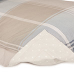 Madras Plaid Cotton Percale Duvet Cover // Tan + Charcoal (Full / Queen)