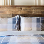 Madras Plaid Cotton Percale Duvet Cover // Tan + Charcoal (Full / Queen)