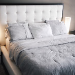 Textured Solid Linen / Cotton Duvet Cover // Silver (Full / Queen)