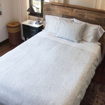 Textured Solid Linen / Cotton Duvet Cover // Silver (Full / Queen)