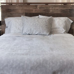 Textured Solid Linen / Cotton Duvet Cover // Silver (Full / Queen)