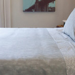 Textured Solid Linen / Cotton Duvet Cover // Silver (Full / Queen)