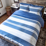 Chevron Stripe Woven Herringbone Comforter // Blue (Twin / Twin Extra Long)