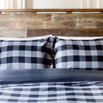 Buffalo Check Woven Herringbone Comforter // Black + Charcoal (Twin / Twin Extra Long)