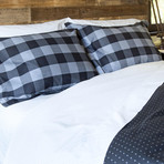 Buffalo Check Woven Herringbone Comforter // Black + Charcoal (Twin / Twin Extra Long)