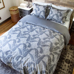 Palm Tree Percale Cotton Comforter // Charcoal + Black (King / California King)