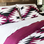 Southwest Linen + Cotton Comforter // Maroon + Black (Full / Queen)