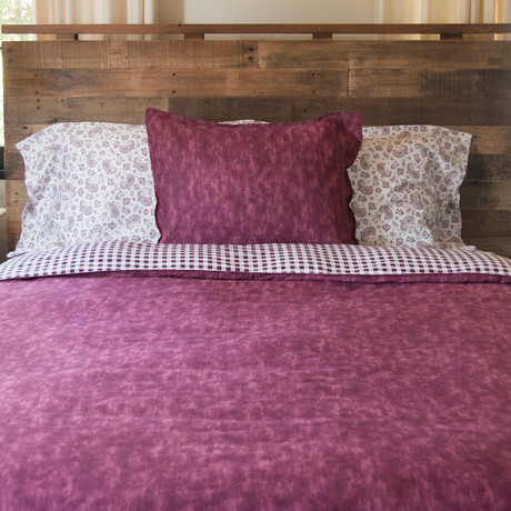 Textured Solid Linen + Cotton Comforter // Burgundy (Twin / Twin Extra Long)
