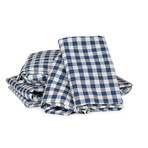 Gingham Plaid Print Percale Cotton Sheet Set // Navy (Twin)