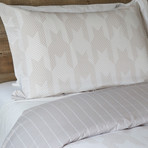 Houndstooth Print Cotton Percale Duvet Cover // Tan + White (Full / Queen)