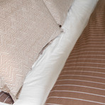 Herringbone Print Cotton Percale Duvet Cover // Brown + Tan (Full / Queen)