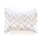 Chevron Stripe Printed Percale Cotton Duvet Cover // Light Blue + Tan (Full / Queen)