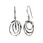 Thin Battered Concentric Circle Earrings