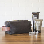 Waxed Canvas + Leather Dopp Kit (Black)