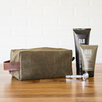 Waxed Canvas + Leather Dopp Kit (Black)