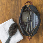 Waxed Canvas + Leather Dopp Kit (Black)