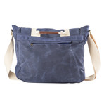 Waxed Canvas + Leather Messenger Bag (Navy)