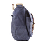 Waxed Canvas + Leather Messenger Bag (Navy)