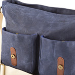 Waxed Canvas + Leather Messenger Bag (Navy)