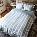 Bold Stripe Linen / Cotton Comforter // Charcoal (Twin / Twin Extra Long)