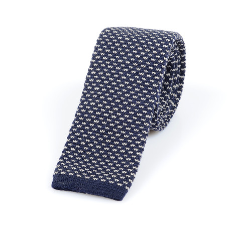 Brunello Cucinelli Knitted Straight Dash Tie // Blue + Cream