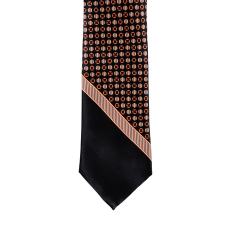 Brioni Dotted Contrast Tie // Black + Orange