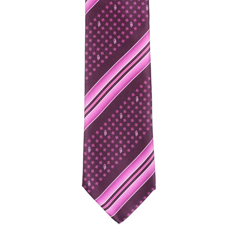 Brioni Dotted Contrast Tie // Pink